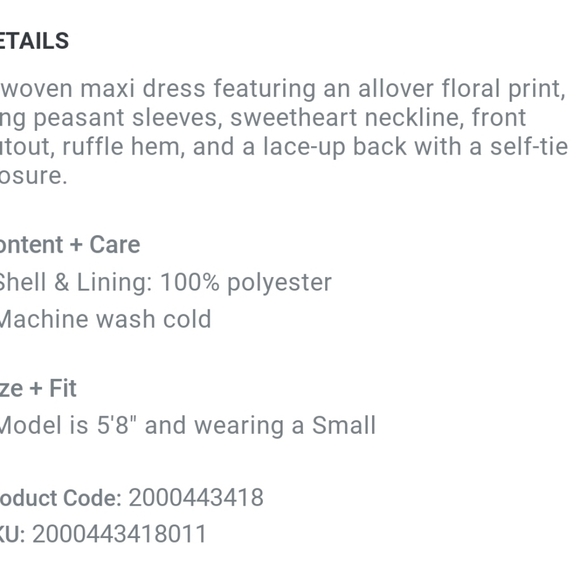 Floral maxi dress, long sleeve (NWT) - Picture 10 of 10